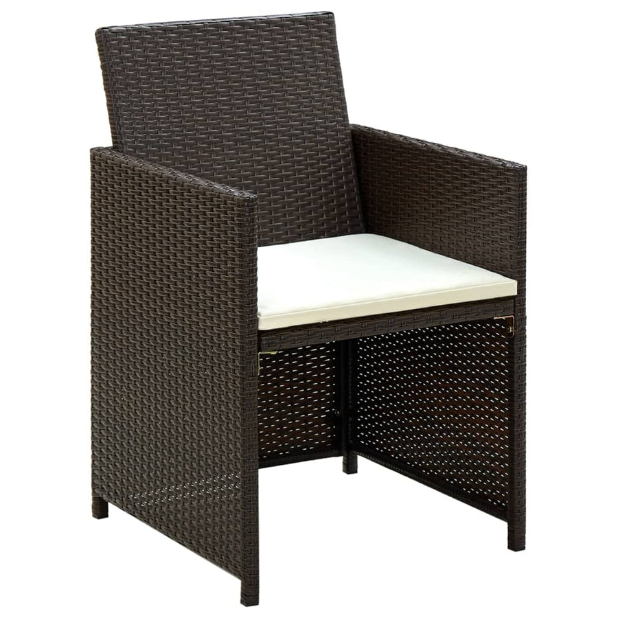 Loungeset Met Kussens Poly Rattan Bruin