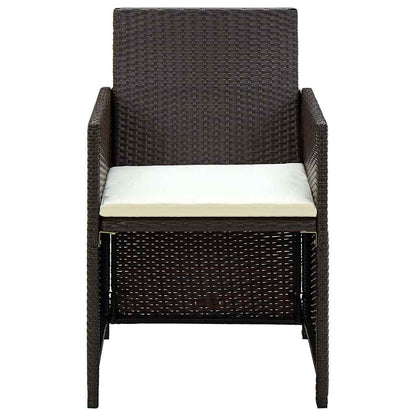 Loungeset Met Kussens Poly Rattan Bruin