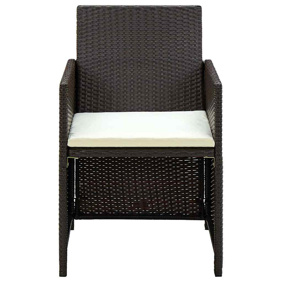 Loungeset Met Kussens Poly Rattan Bruin