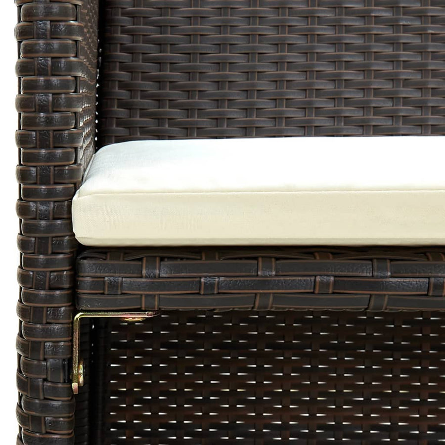Loungeset Met Kussens Poly Rattan Bruin