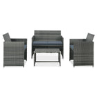 4-Delige Loungeset Met Kussens Poly Rattan Grijs Ja