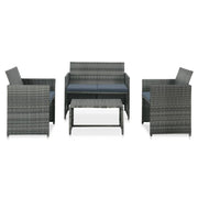 Loungeset poly rattan grijs met kussens