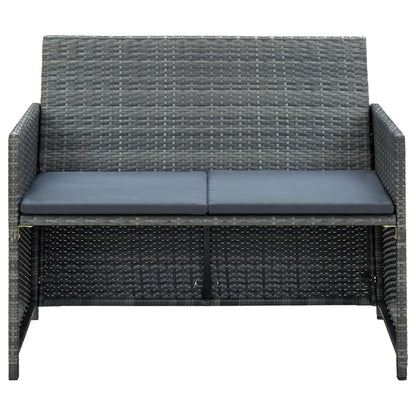 Loungeset Met Kussens Poly Rattan Grijs