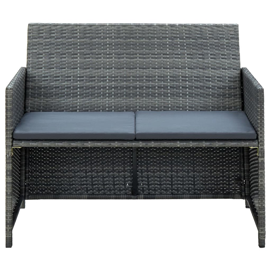 Loungeset Met Kussens Poly Rattan Grijs