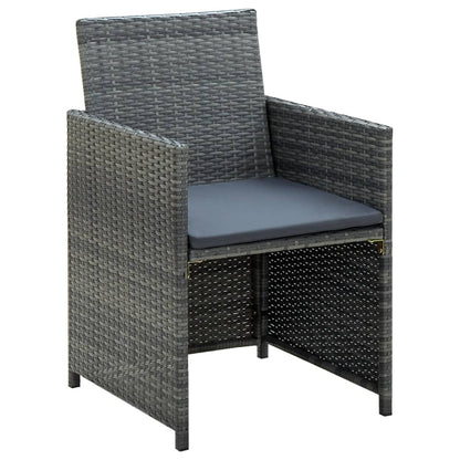 Loungeset Met Kussens Poly Rattan Grijs
