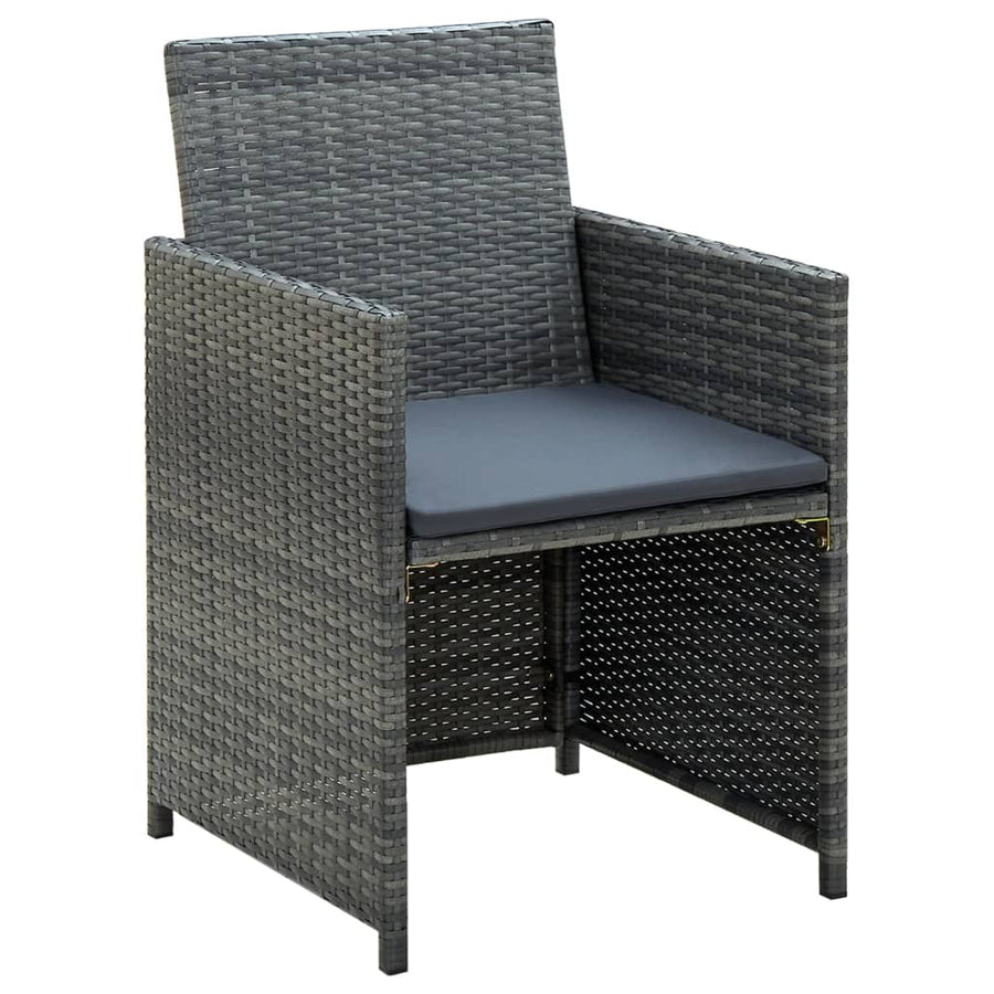 Loungeset Met Kussens Poly Rattan Grijs