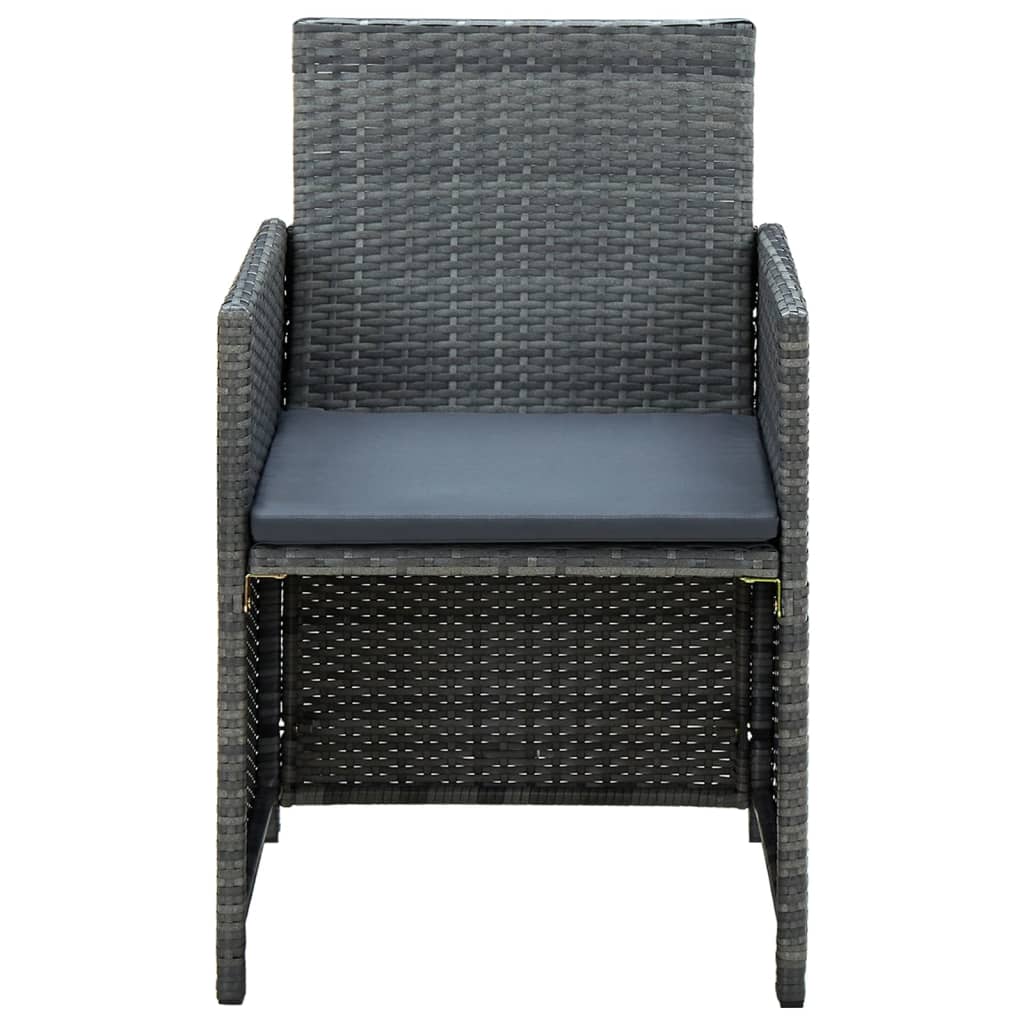 Loungeset Met Kussens Poly Rattan Grijs