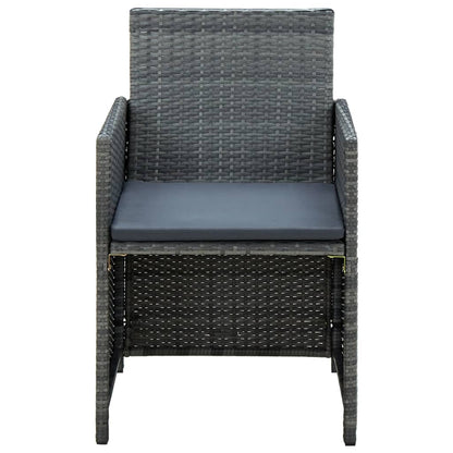 Loungeset Met Kussens Poly Rattan Grijs