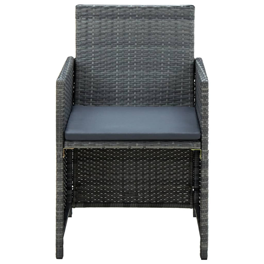 Loungeset Met Kussens Poly Rattan Grijs