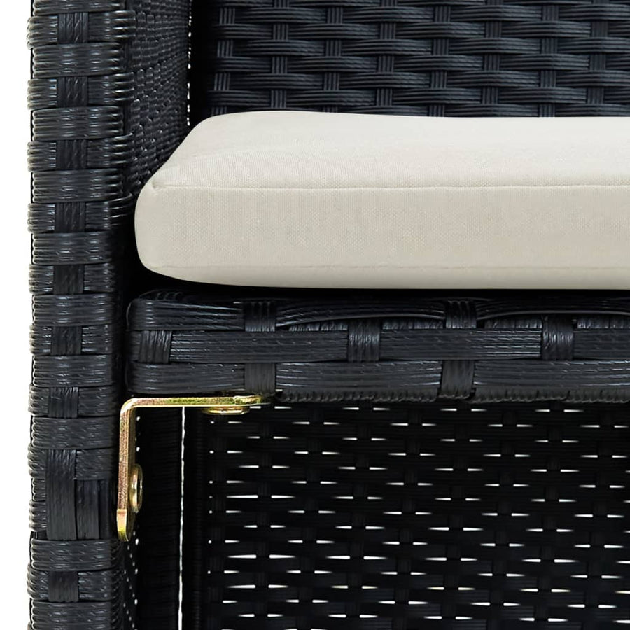 Tuinbank 2-Zits Met Kussens Poly Rattan Zwart