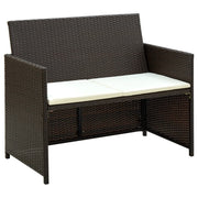 Tuinbank 2-zits poly rattan bruin 100x56x85 cm