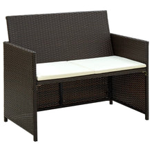 Tuinbank 2-Zits Met Kussens Poly Rattan Bruin