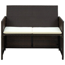 Tuinbank 2-Zits Met Kussens Poly Rattan Bruin