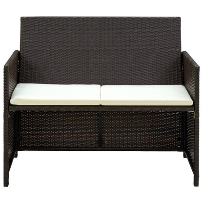 Tuinbank 2-Zits Met Kussens Poly Rattan Bruin