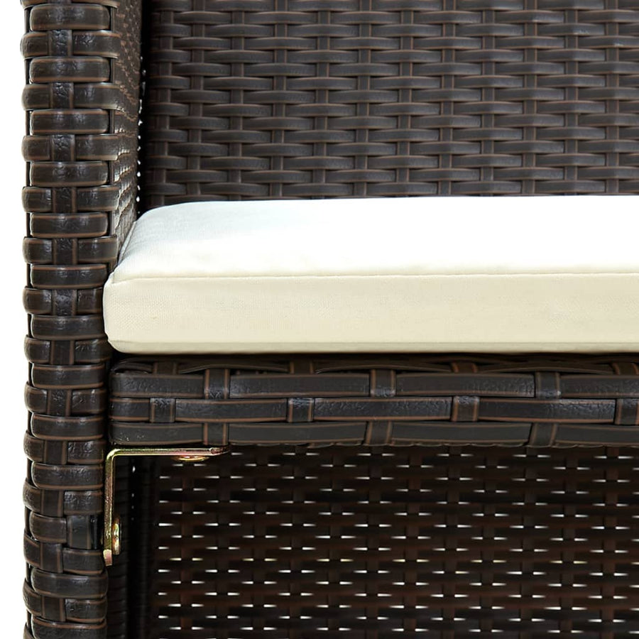 Tuinbank 2-Zits Met Kussens Poly Rattan Bruin