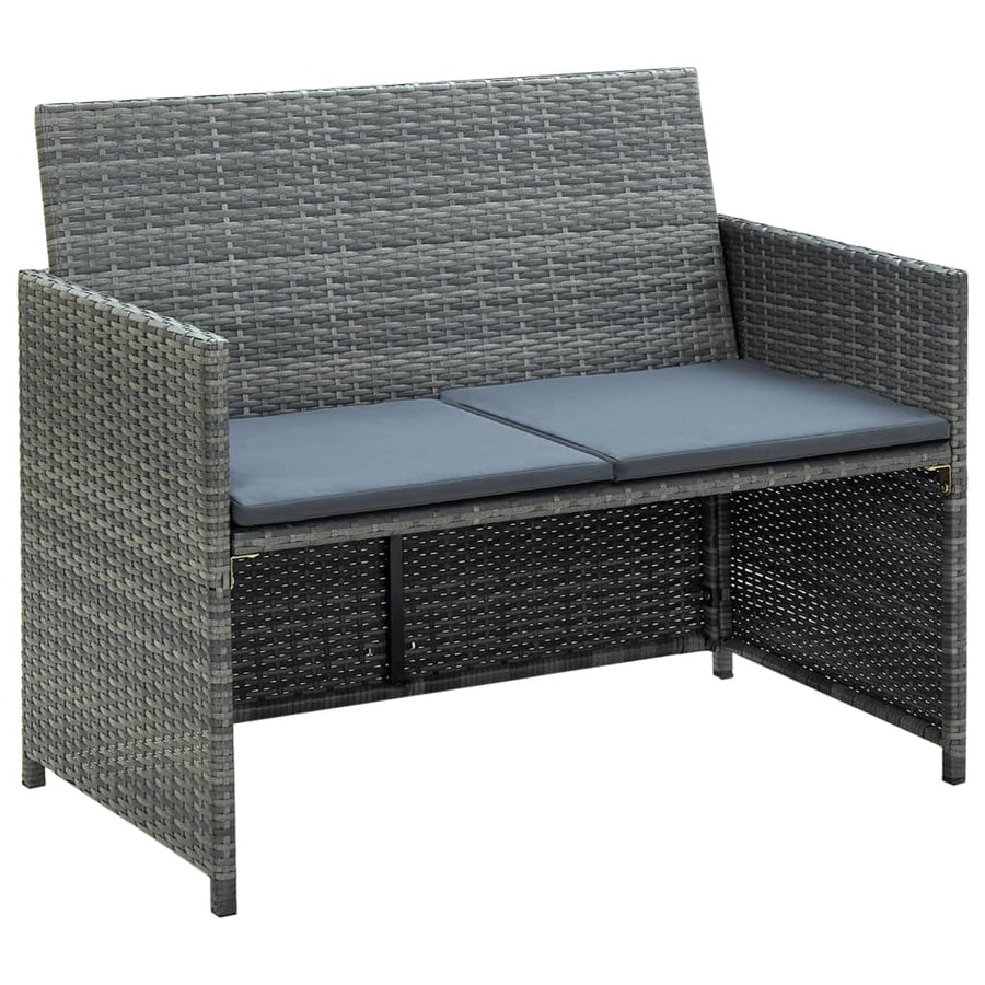Tuinbank 2-Zits Met Kussens Poly Rattan Bruin
