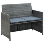 2-Seater Garden Bench with Cushions, Poly Rattan, Grey