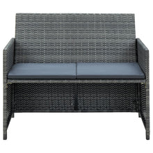 Tuinbank 2-Zits Met Kussens Poly Rattan Grijs