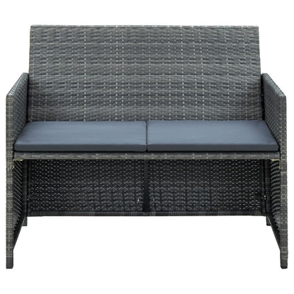 Tuinbank 2-Zits Met Kussens Poly Rattan Grijs