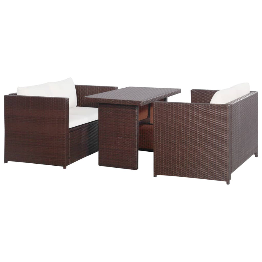 Bistroset Met Kussens Poly Rattan Bruin