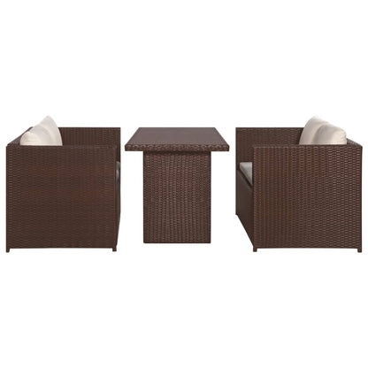 Bistroset Met Kussens Poly Rattan Bruin