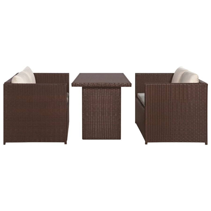 Bistroset Met Kussens Poly Rattan Bruin