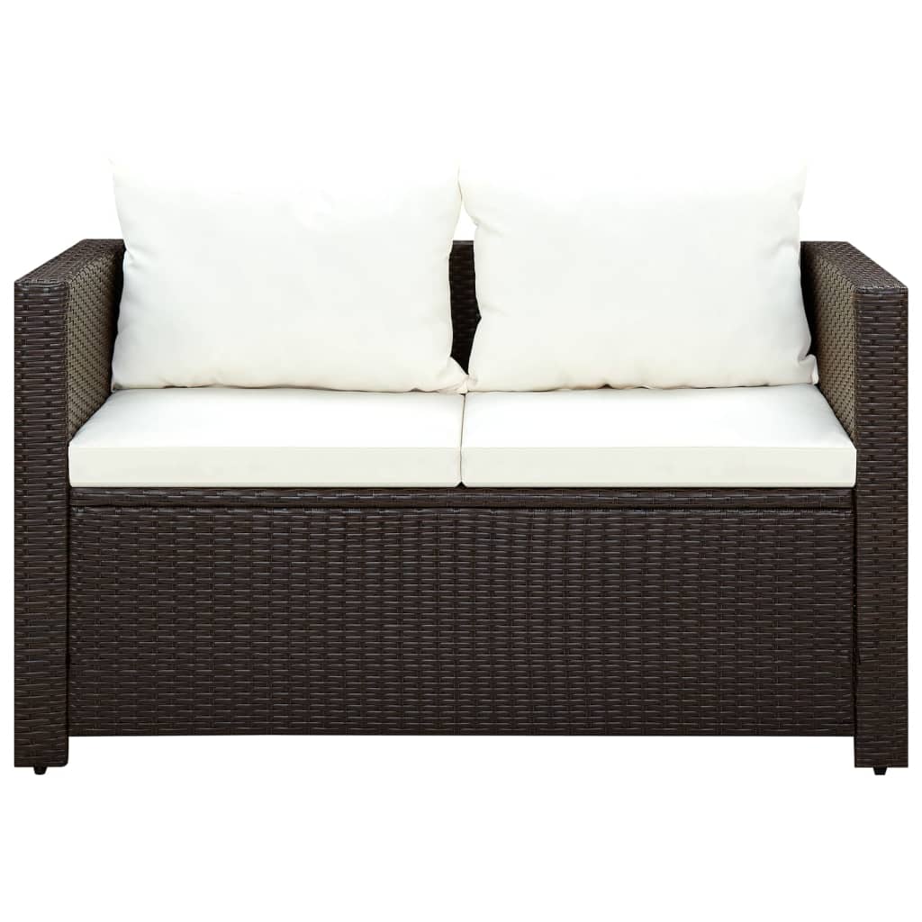 Bistroset Met Kussens Poly Rattan Bruin