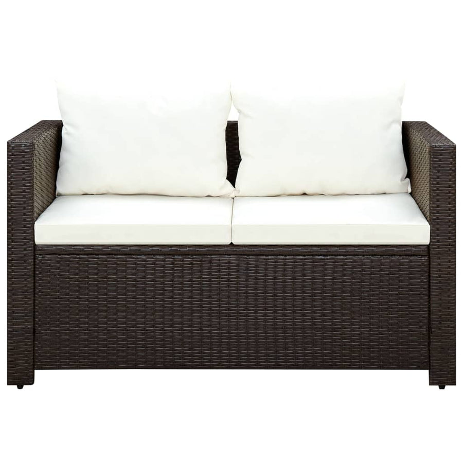 Bistroset Met Kussens Poly Rattan Bruin