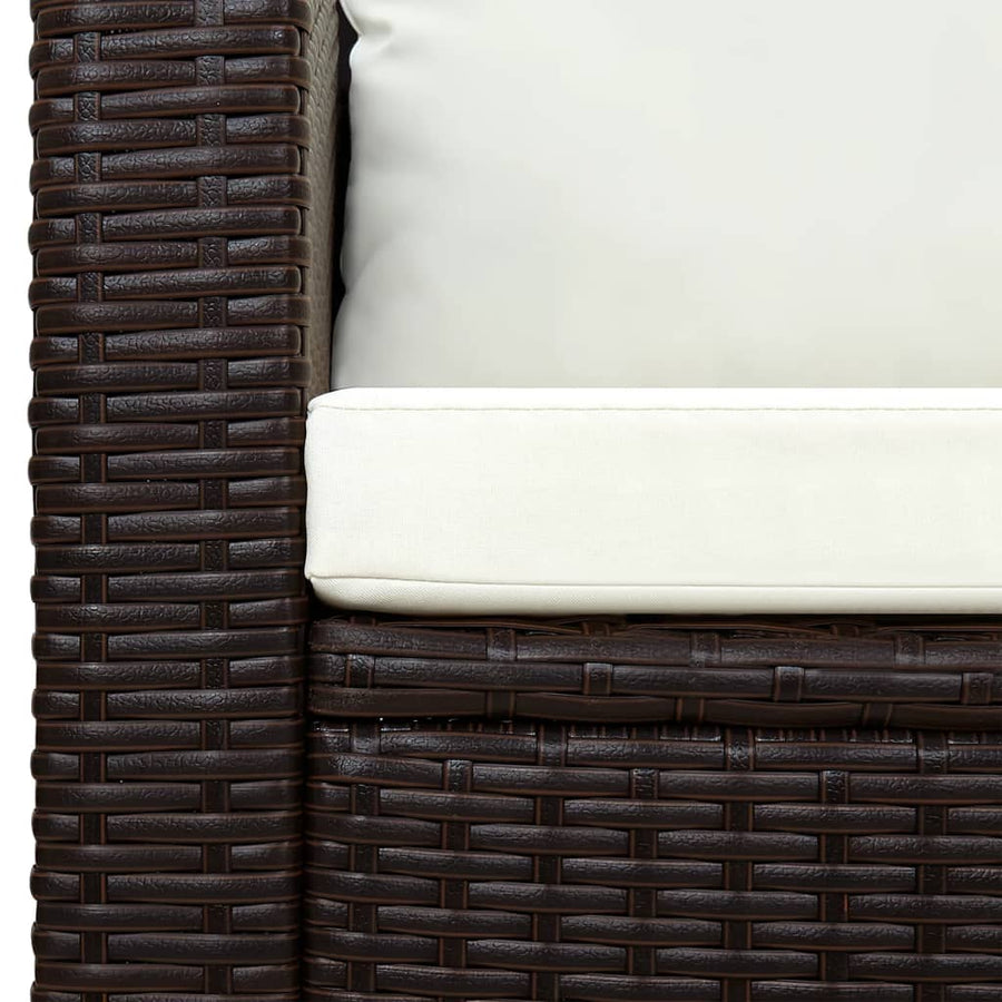 Bistroset Met Kussens Poly Rattan Bruin