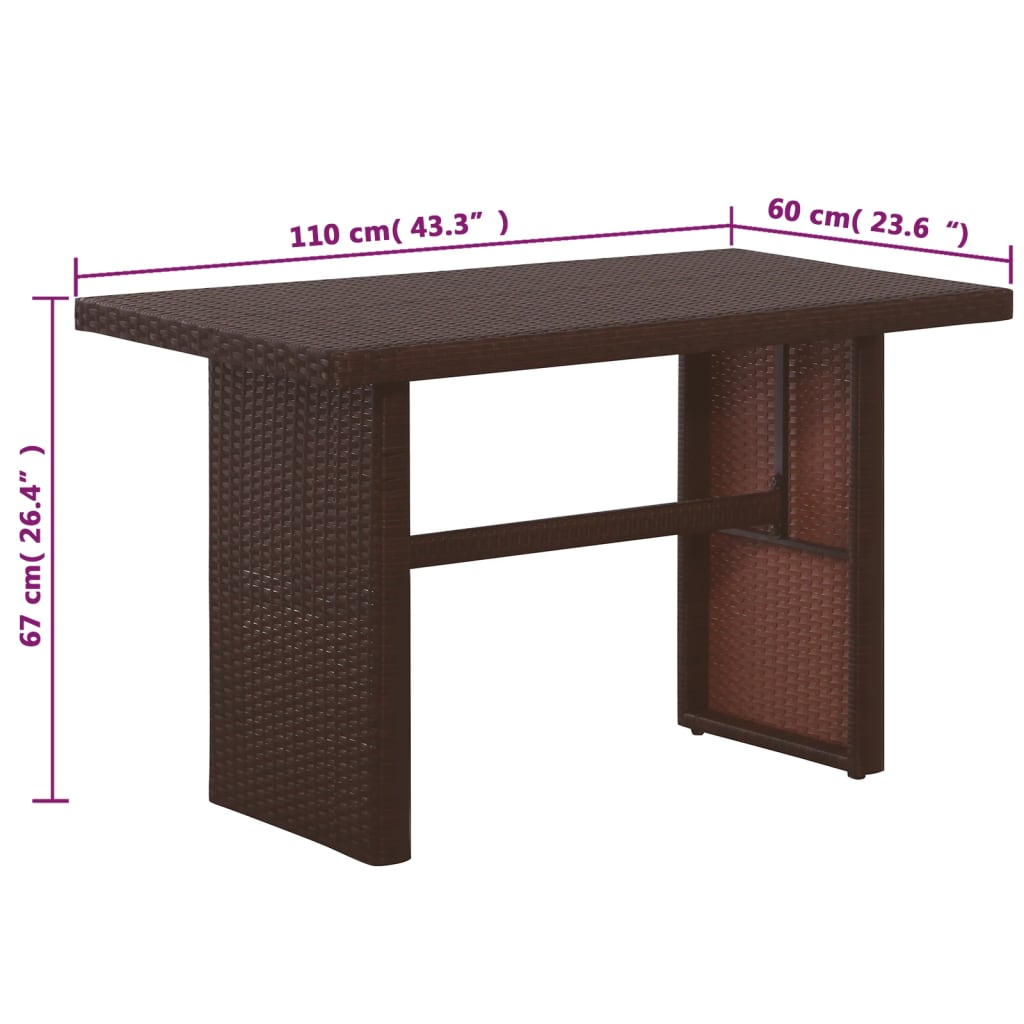 Bistroset Met Kussens Poly Rattan Bruin
