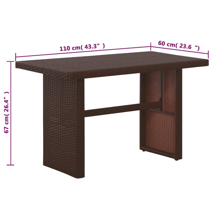 Bistroset Met Kussens Poly Rattan Bruin