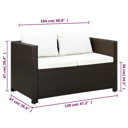 Bistroset Met Kussens Poly Rattan Bruin