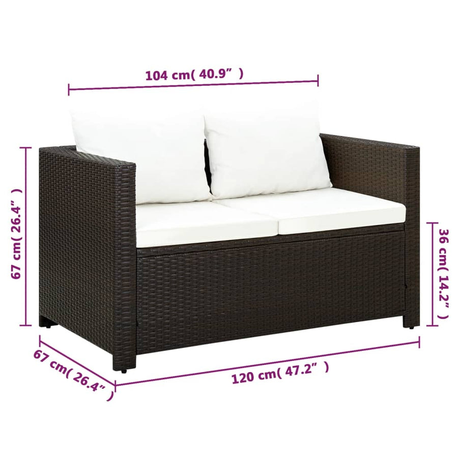 Bistroset Met Kussens Poly Rattan Bruin