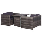Bistroset 3-delig poly rattan grijs