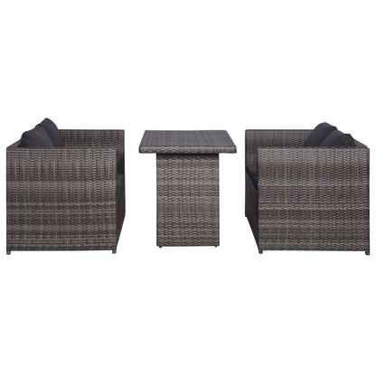 -Delige Bistroset Met Kussens Poly Rattan Grijs