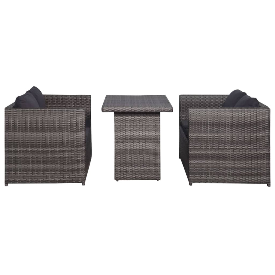 -Delige Bistroset Met Kussens Poly Rattan Grijs