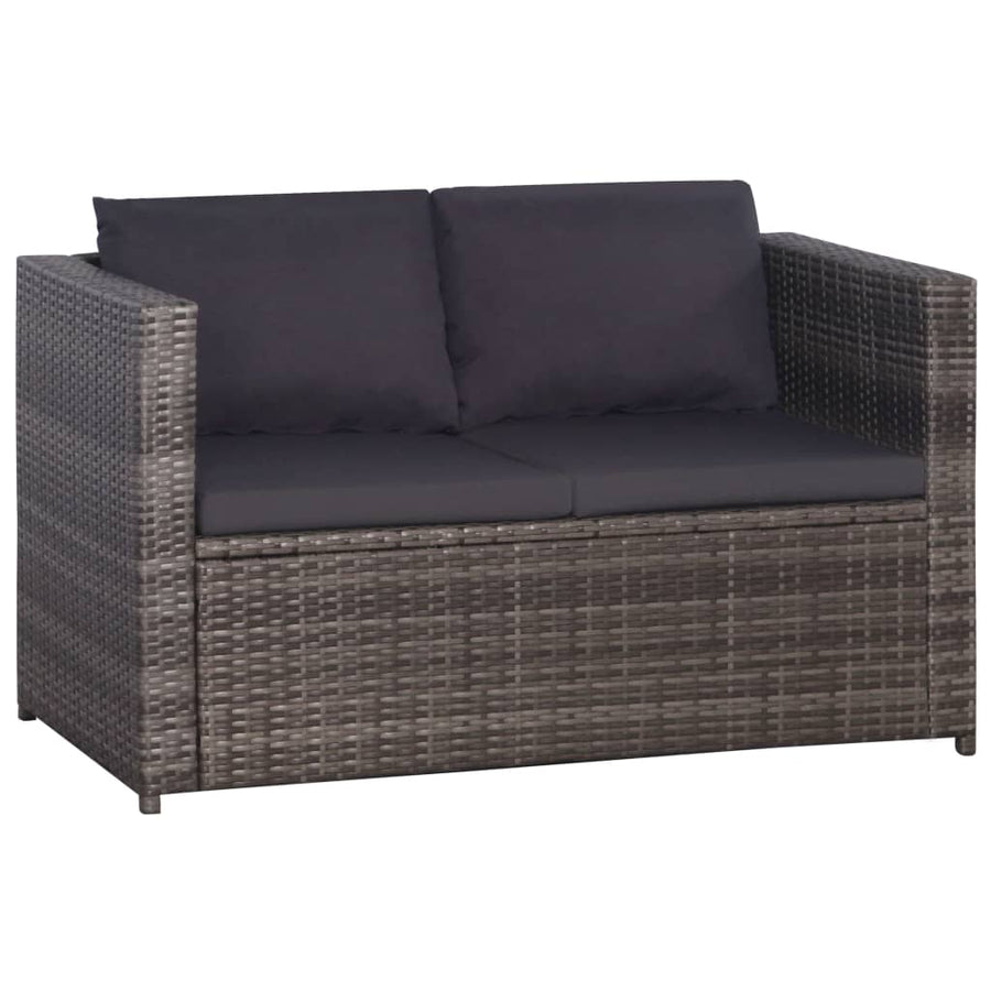 -Delige Bistroset Met Kussens Poly Rattan Grijs