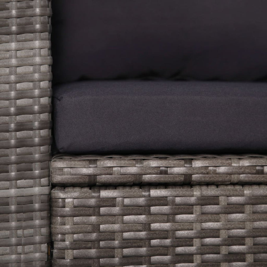 -Delige Bistroset Met Kussens Poly Rattan Grijs