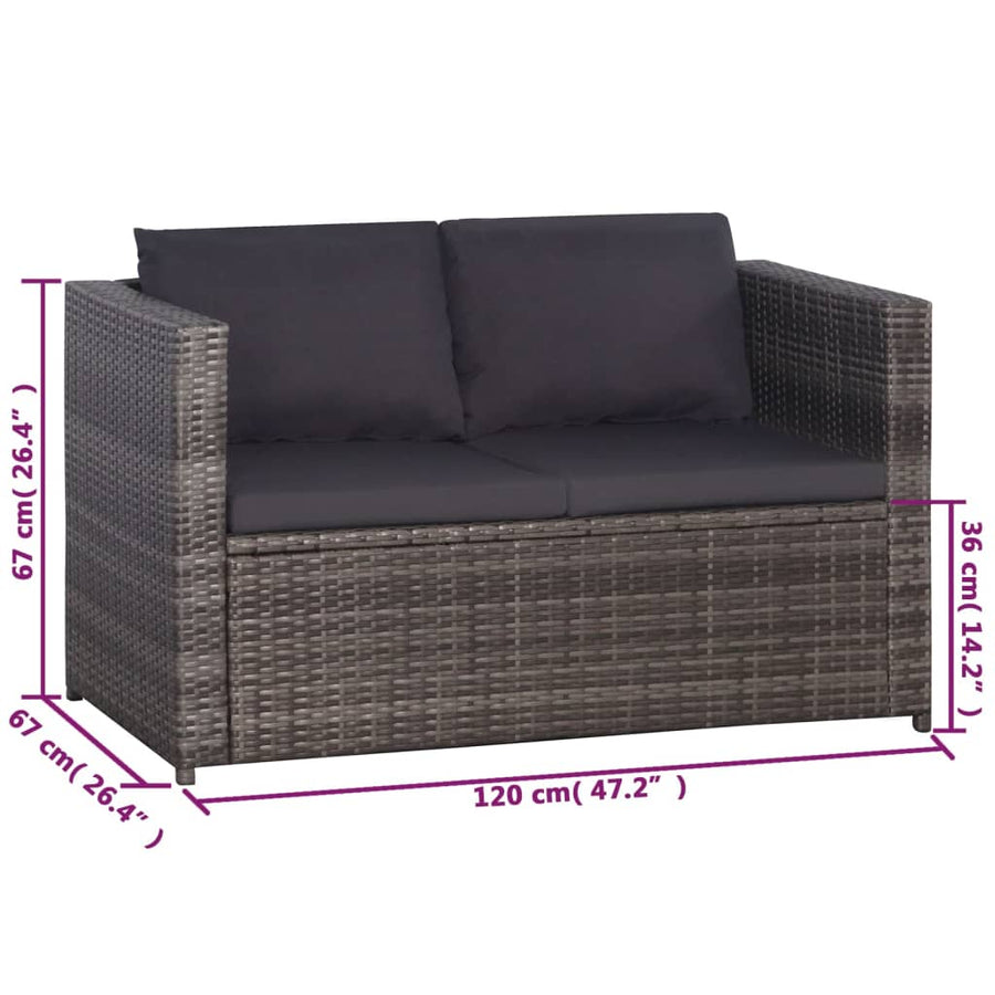 -Delige Bistroset Met Kussens Poly Rattan Grijs