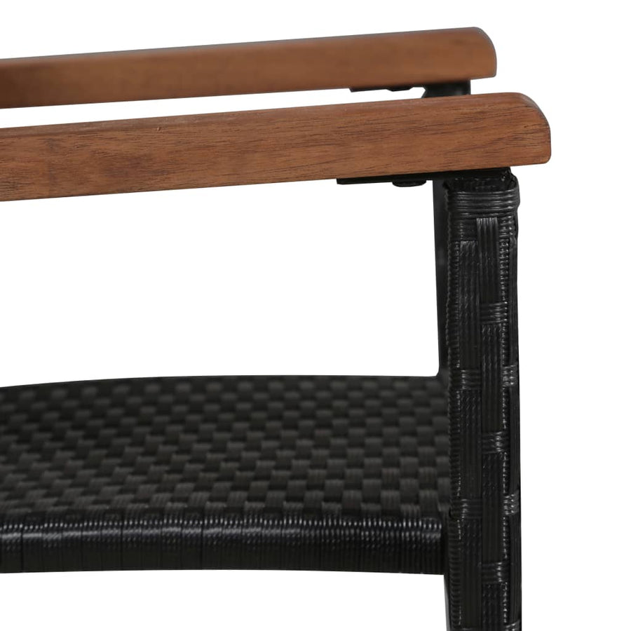 -Delige Tuinset Poly Rattan En Acaciahout Zwart 5