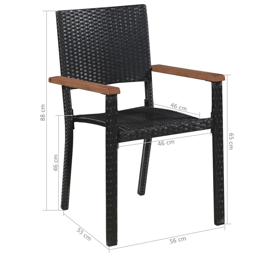 -Delige Tuinset Poly Rattan En Acaciahout Zwart 5