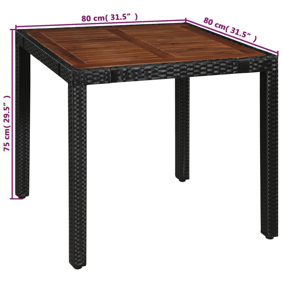 -Delige Tuinset Poly Rattan En Acaciahout Zwart 5