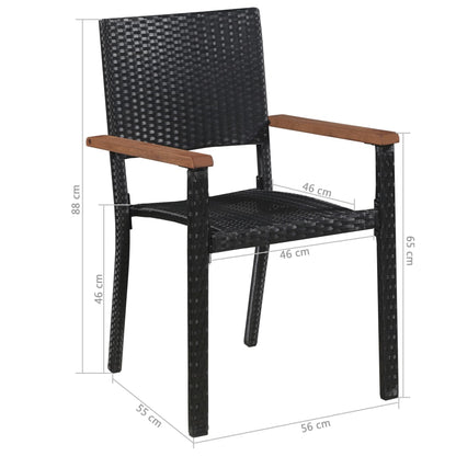 -Delige Tuinset Poly Rattan En Acaciahout Zwart 7
