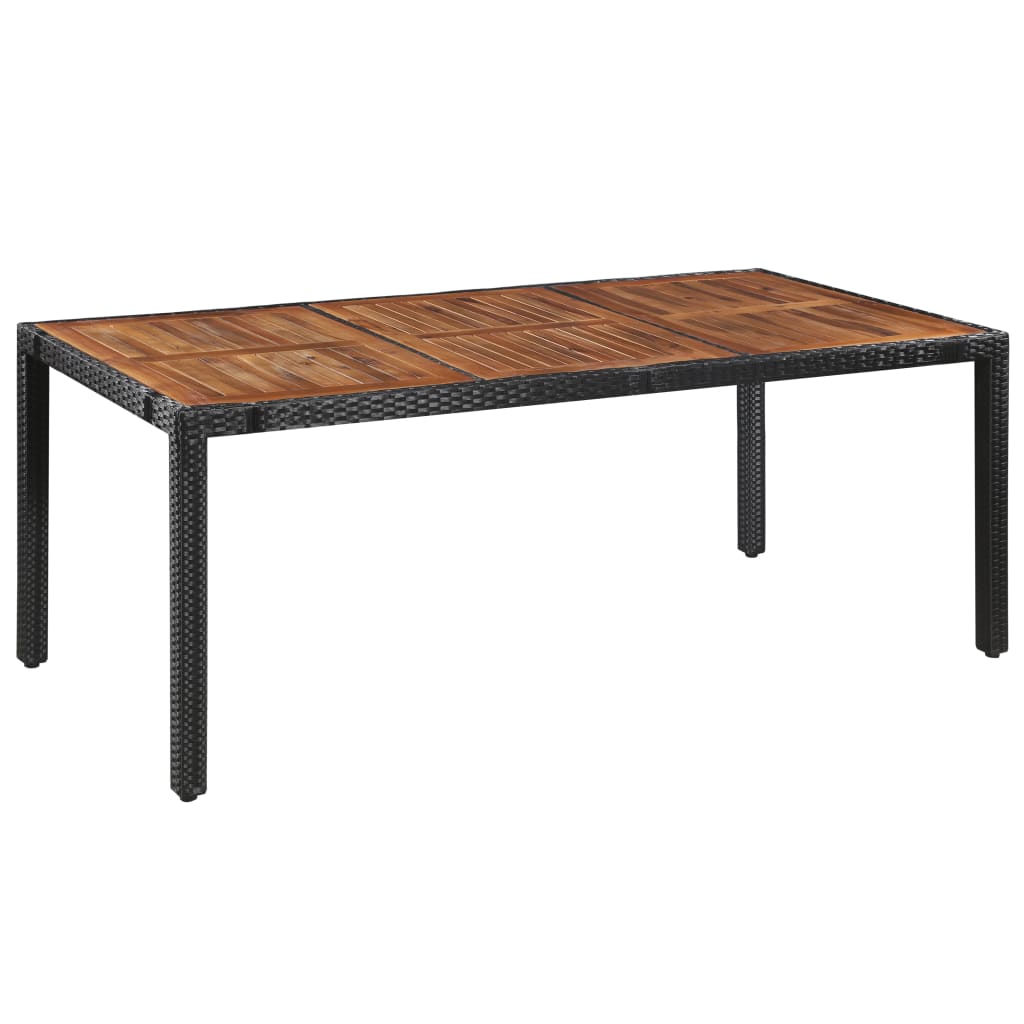 -Delige Tuinset Poly Rattan En Acaciahout Zwart 9