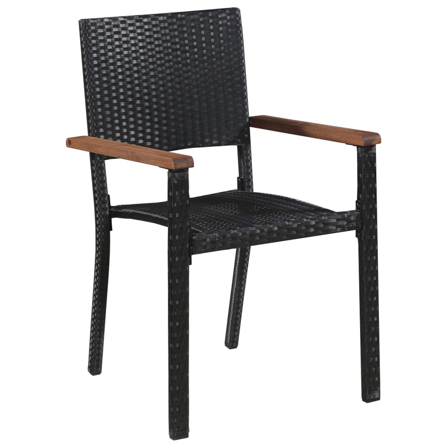 -Delige Tuinset Poly Rattan En Acaciahout Zwart 9