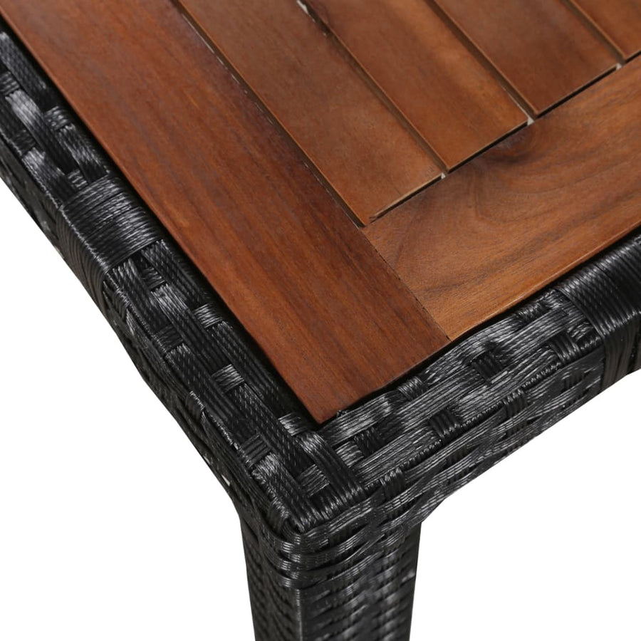 -Delige Tuinset Poly Rattan En Acaciahout Zwart 9