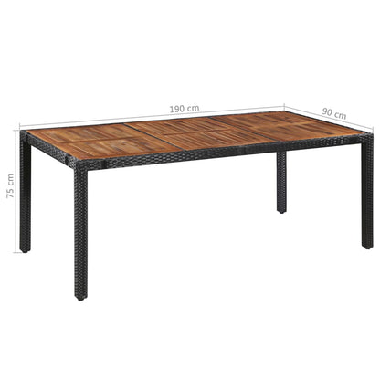 -Delige Tuinset Poly Rattan En Acaciahout Zwart 9