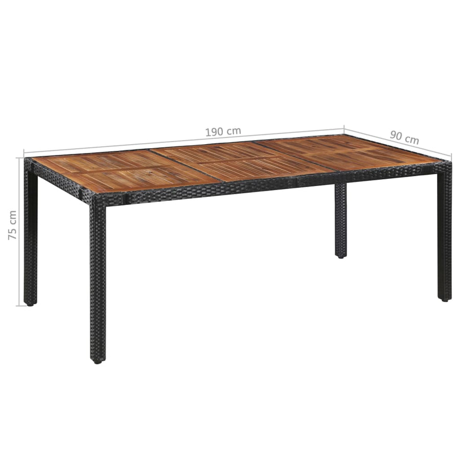 -Delige Tuinset Poly Rattan En Acaciahout Zwart 9