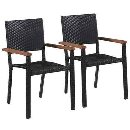 Tuinstoelen 2 St Poly Rattan Zwart