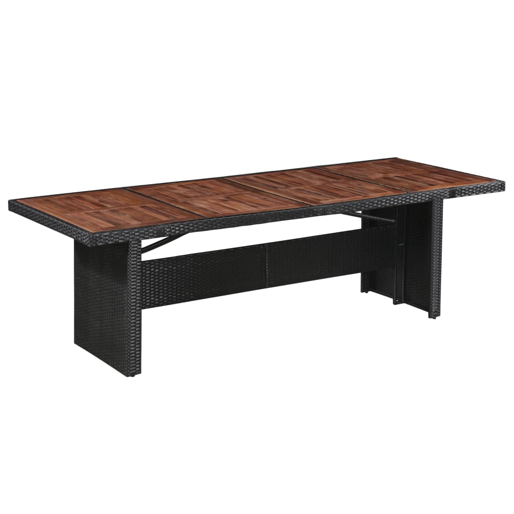 Tuintafel 240X90X74 Cm Poly Rattan En Massief Acaciahout Bruin en zwart